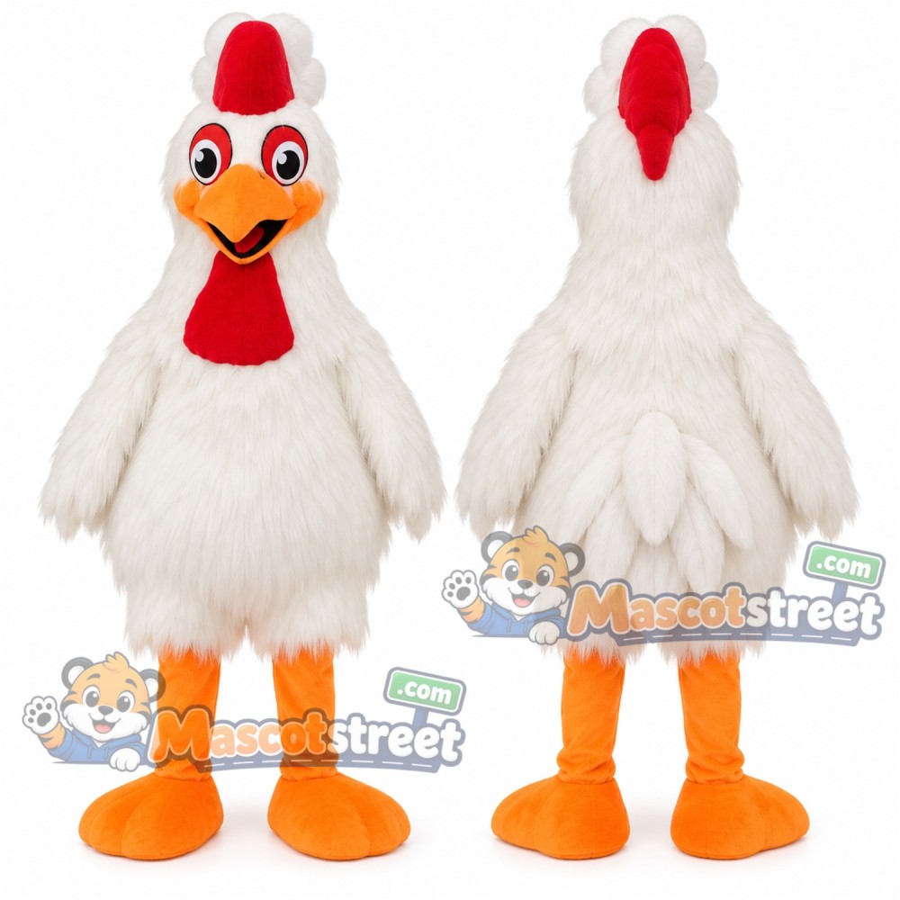 White Chicken Mascot Costume White Chicken Mascot Costume