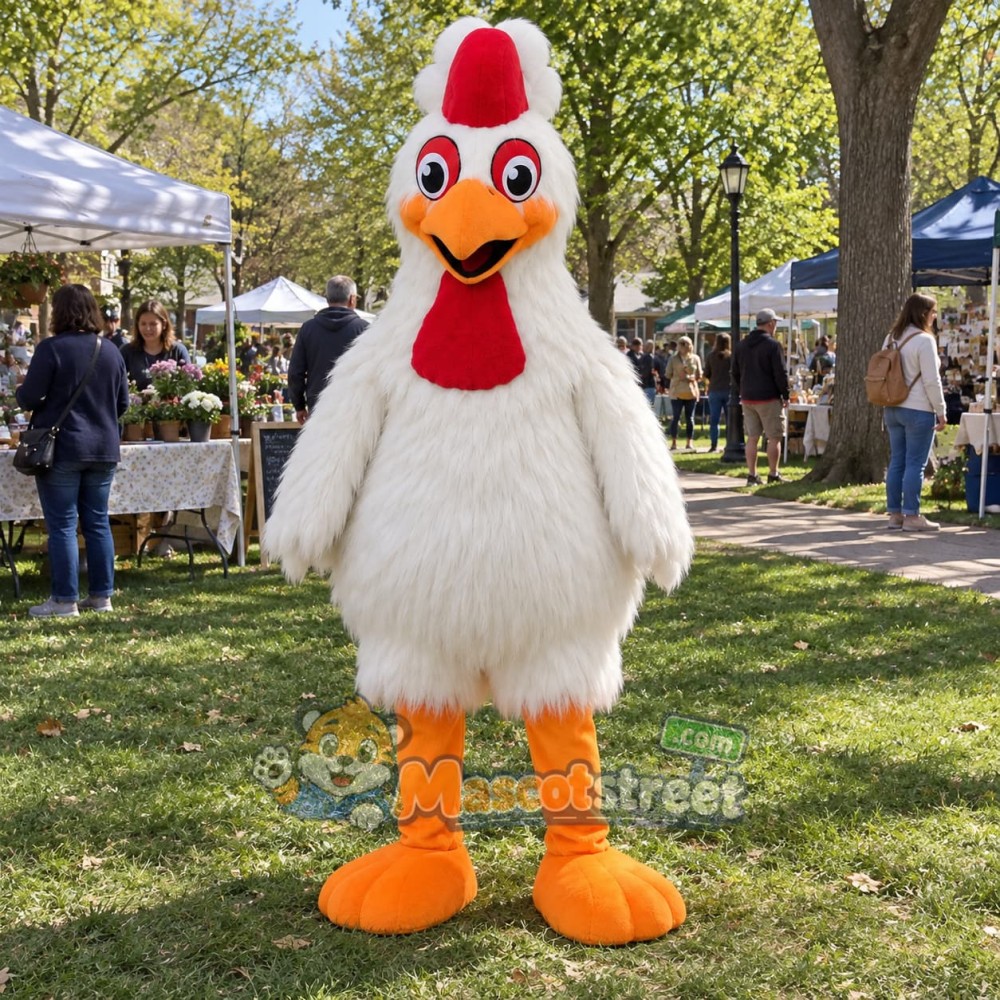 White Chicken Mascot Costume White Chicken Mascot Costume