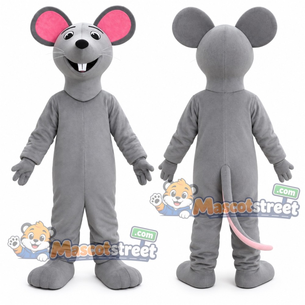 Gray Mouse Mascot Costume Gray Mouse Mascot Costume