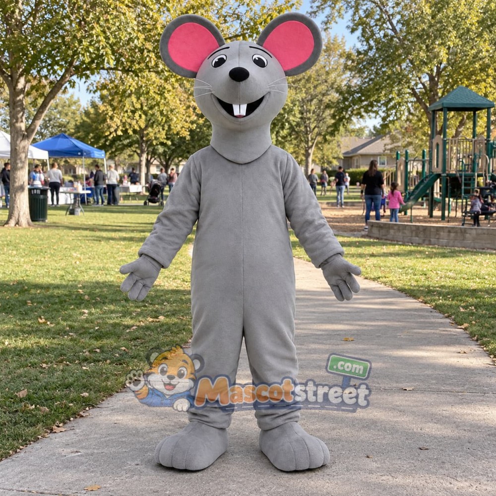 Gray Mouse Mascot Costume Gray Mouse Mascot Costume