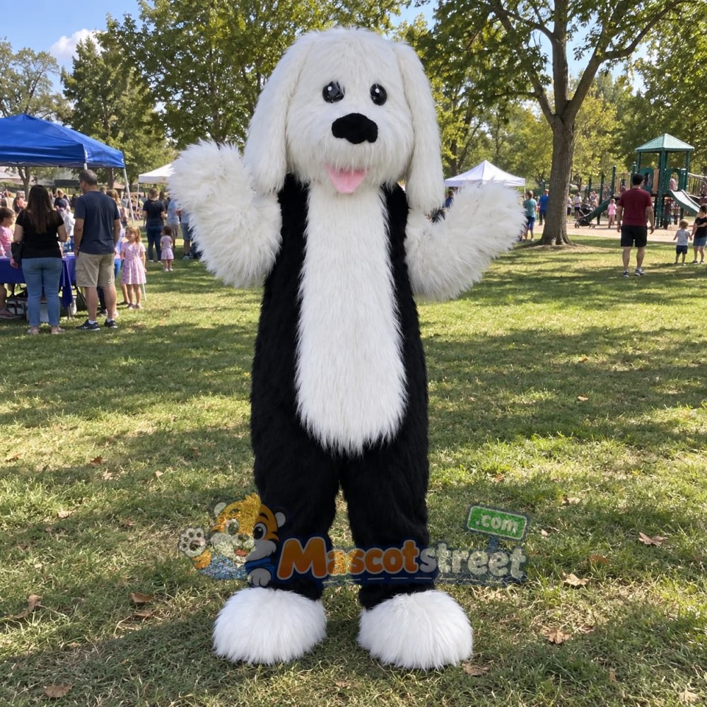 Black and White Dog Mascot Costume Black and White Dog Mascot Costume
