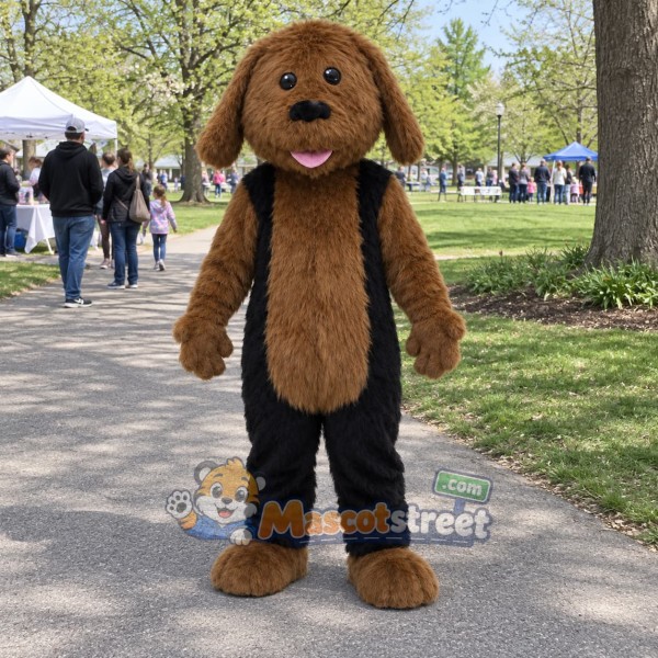 Brown and Black Dog Mascot Costume Brown and Black Dog Mascot Costume