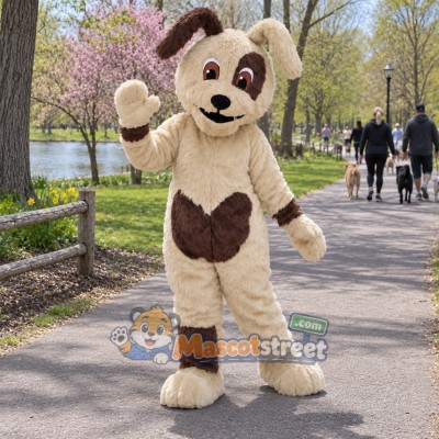 Cream and Brown Dog Mascot Costume Cream and Brown Dog Mascot Costume