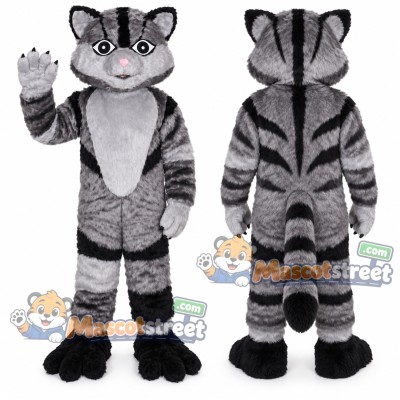 Gray Tabby Cat Mascot Costume