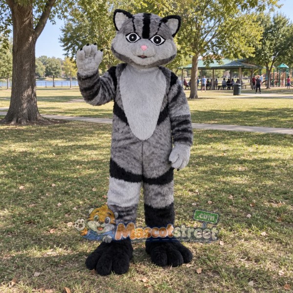 Gray Tabby Cat Mascot Costume