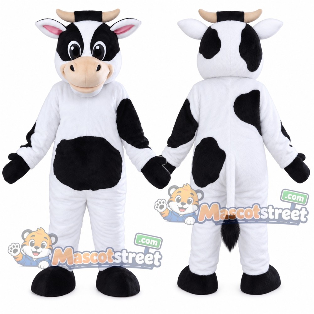 Black and White Cow Mascot Costume