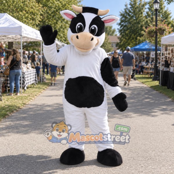 Black and White Cow Mascot Costume