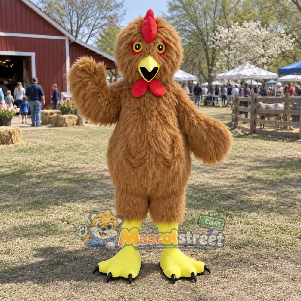 Brown Chicken Mascot Costume Brown Chicken Mascot Costume