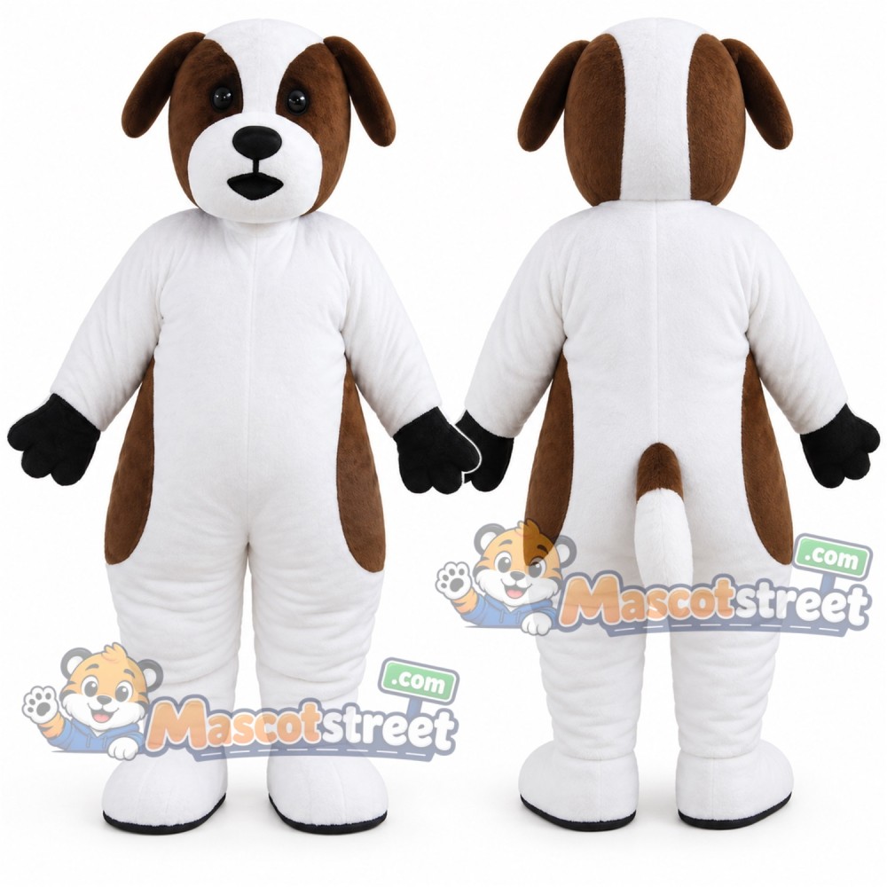 White and Brown Dog Mascot Costume