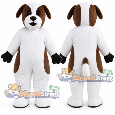 White and Brown Dog Mascot Costume