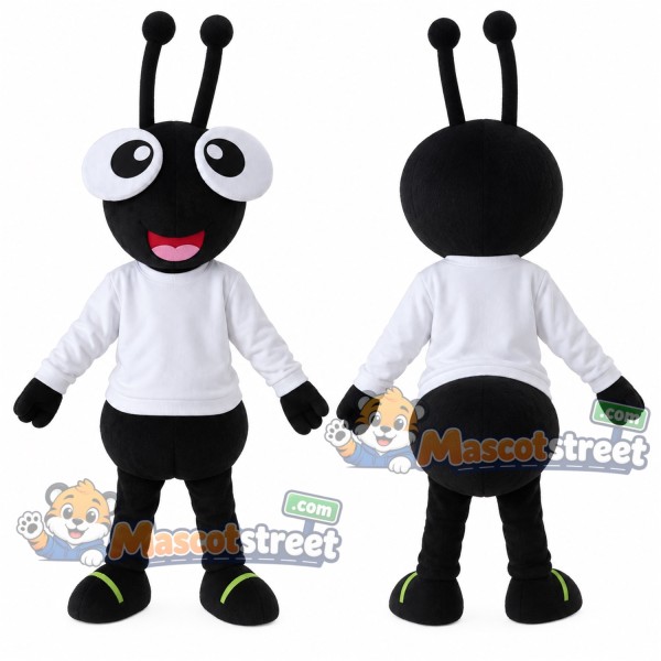 Black Ant Mascot Costume with White Shirt