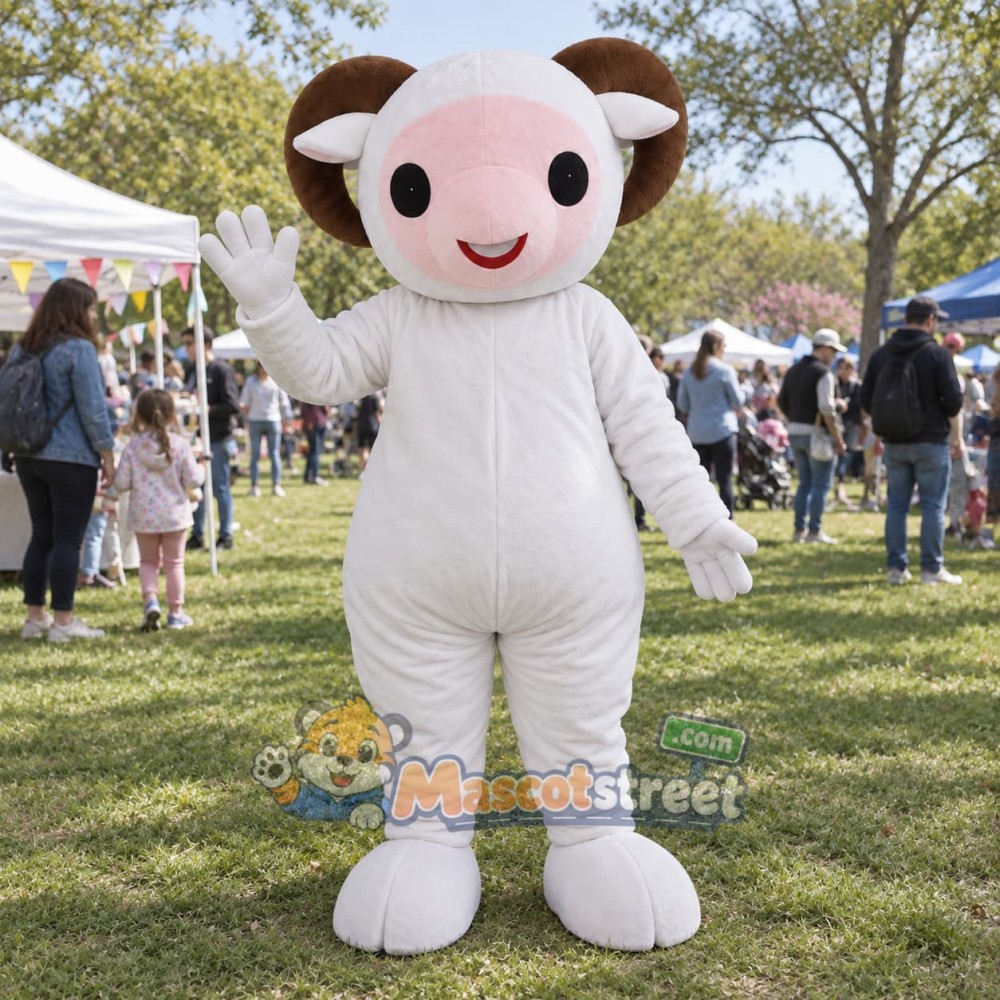 White Ram Mascot Costume White Ram Mascot Costume