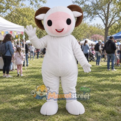 White Ram Mascot Costume White Ram Mascot Costume