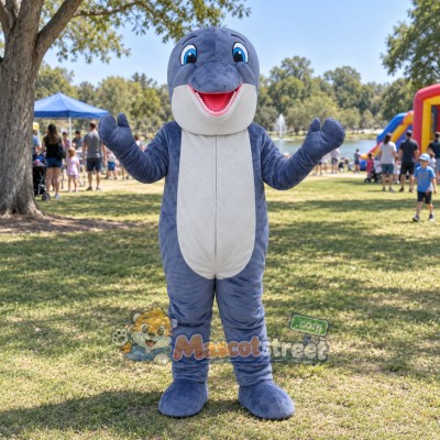 Blue Dolphin Mascot Costume Blue Dolphin Mascot Costume