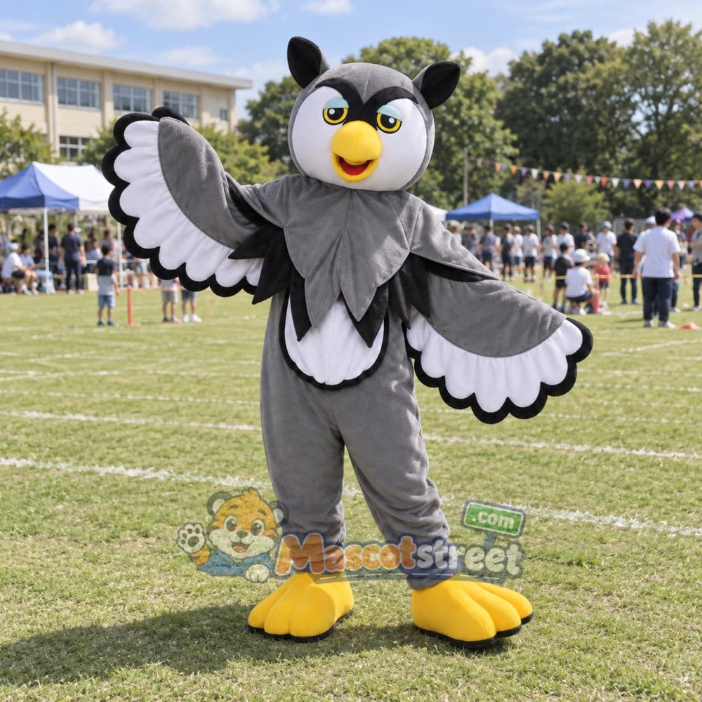 Gray Owl Mascot Costume Gray Owl Mascot Costume