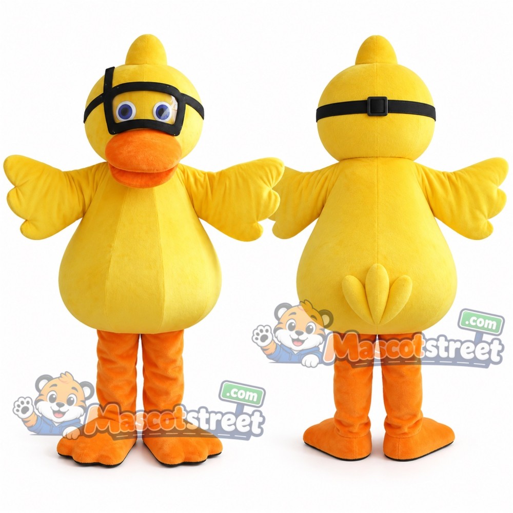 Yellow Duck Mascot Costume with Swimming Goggles