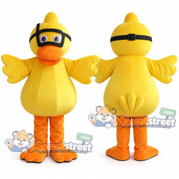 Yellow Duck Mascot Costume with Swimming Goggles