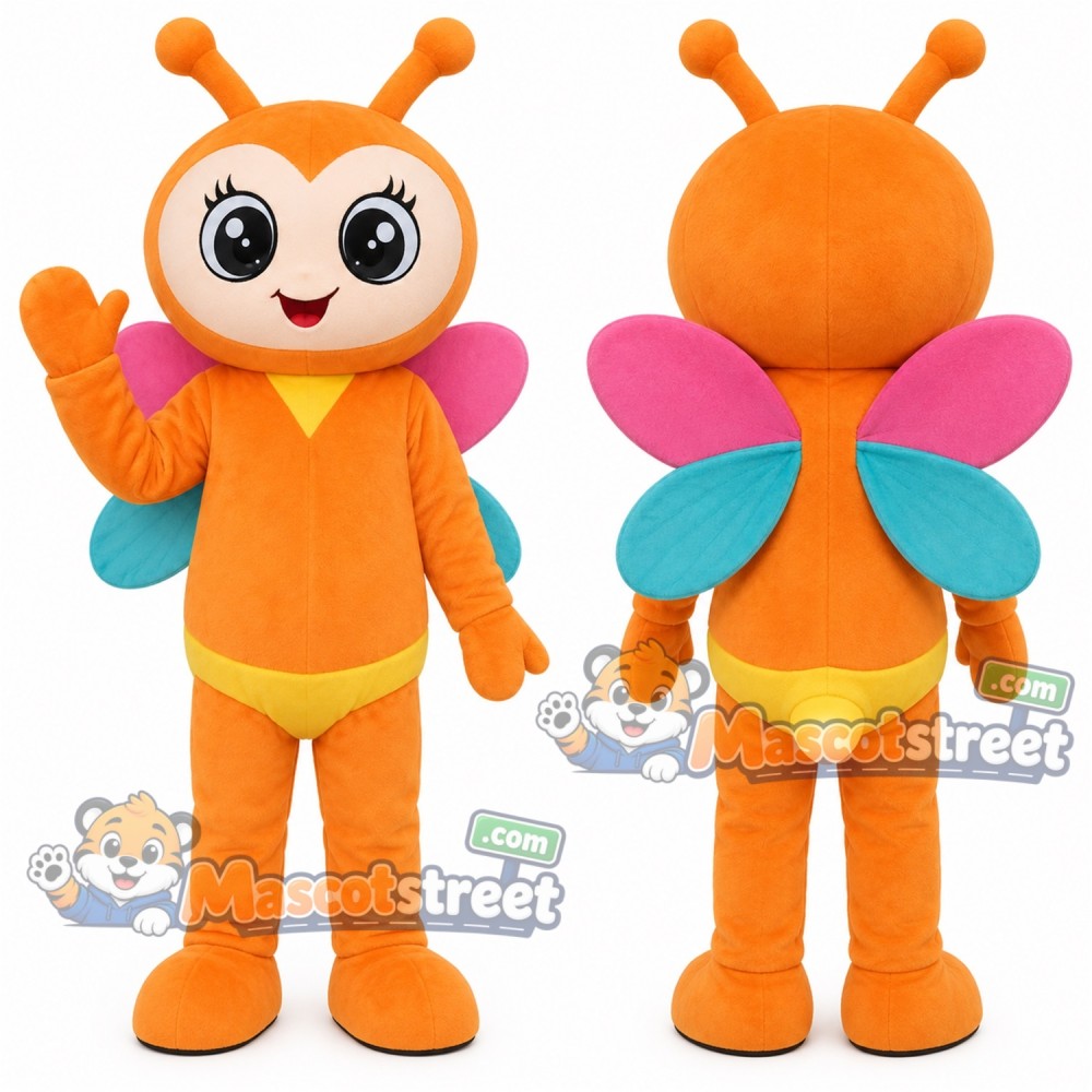 Orange Butterfly Mascot Costume Orange Butterfly Mascot Costume