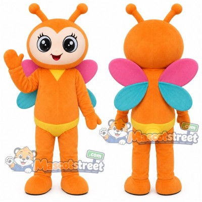 Orange Butterfly Mascot Costume Orange Butterfly Mascot Costume