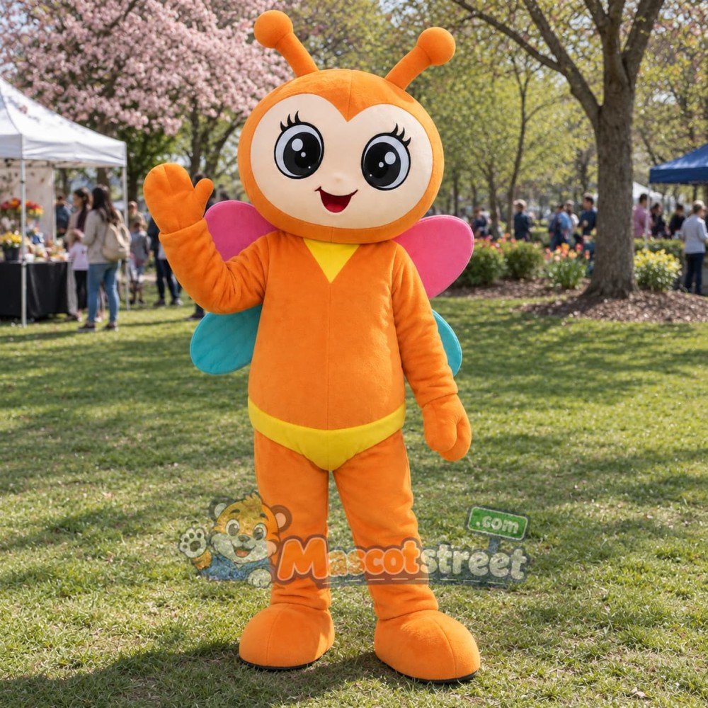 Orange Butterfly Mascot Costume Orange Butterfly Mascot Costume
