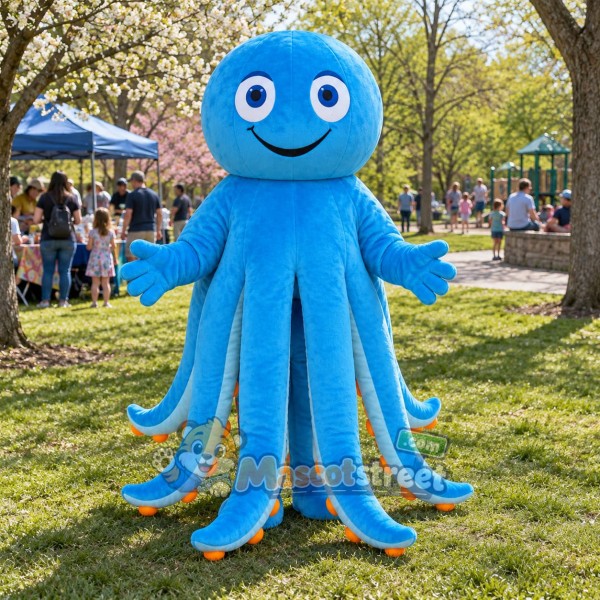 Blue Octopus Mascot Costume