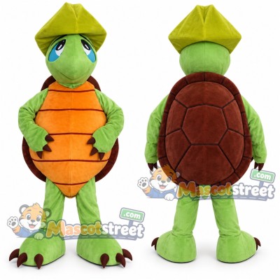 Green Turtle Mascot Costume with Green Hat
