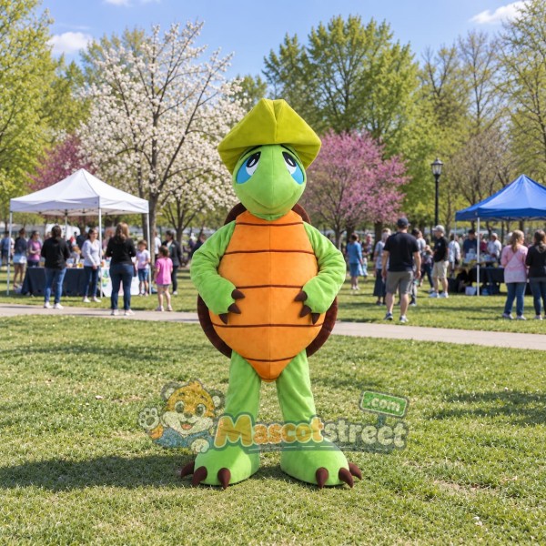 Green Turtle Mascot Costume with Green Hat
