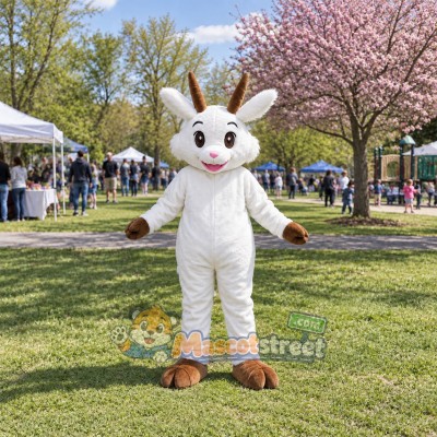 White Goat Mascot Costume White Goat Mascot Costume