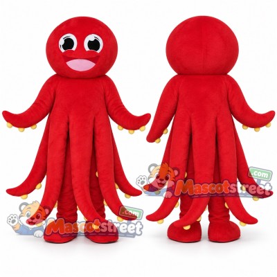 Red Octopus Mascot Costume