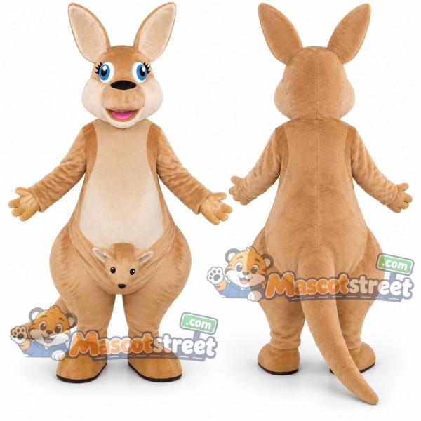 Tan Kangaroo Mascot Costume