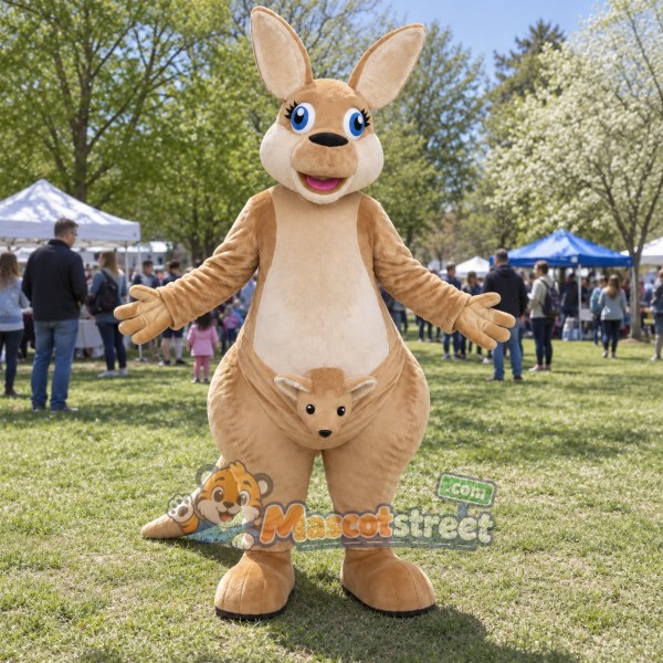 Tan Kangaroo Mascot Costume