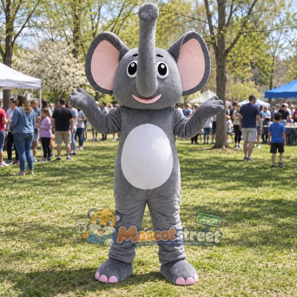 Gray Elephant Mascot Costume
