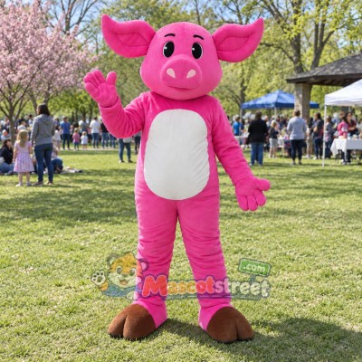 Pink Pig Mascot Costume Pink Pig Mascot Costume