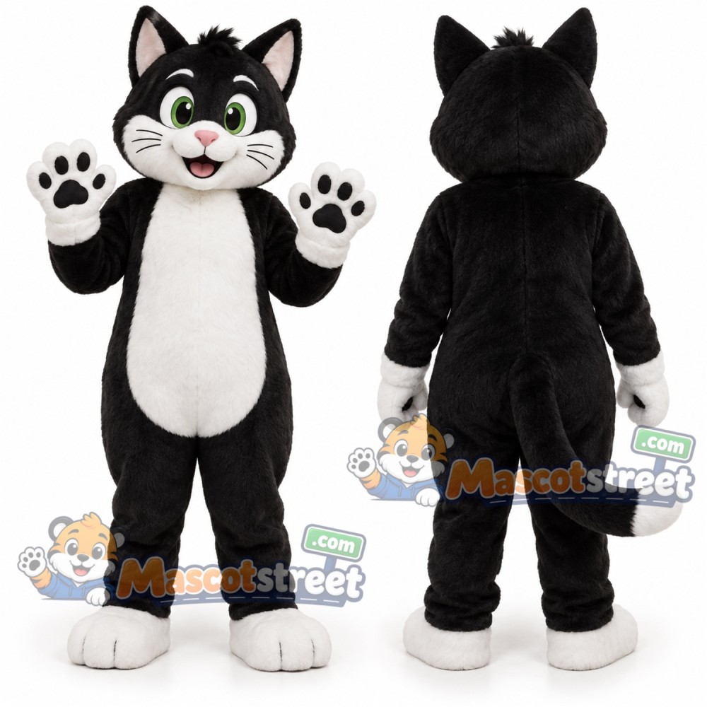 Black and White Cat Mascot Costume Black and White Cat Mascot Costume