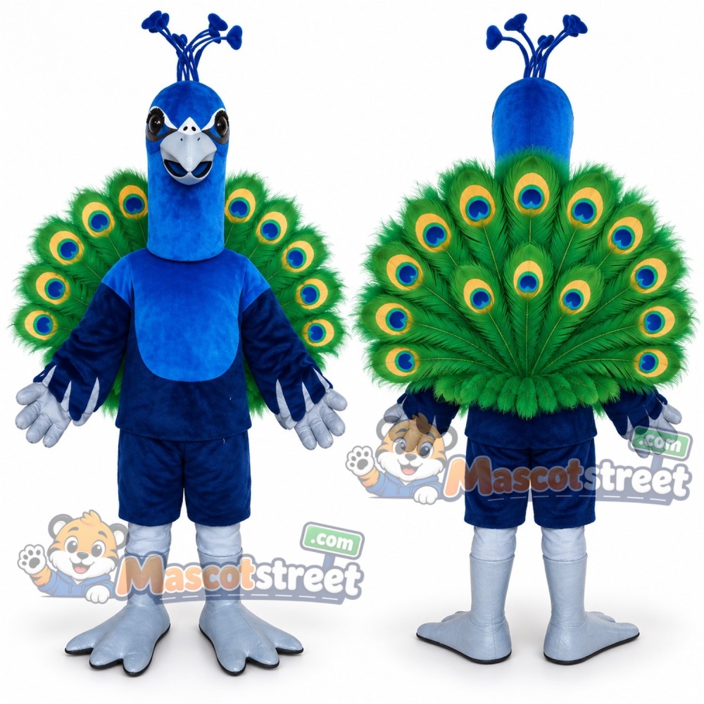 Blue Peacock Mascot Costume with Navy Shorts