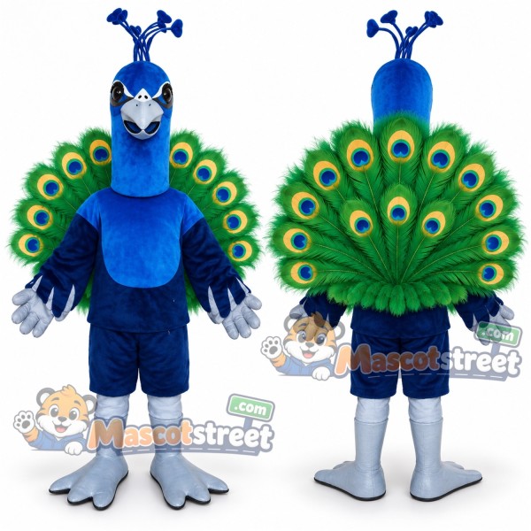 Blue Peacock Mascot Costume with Navy Shorts