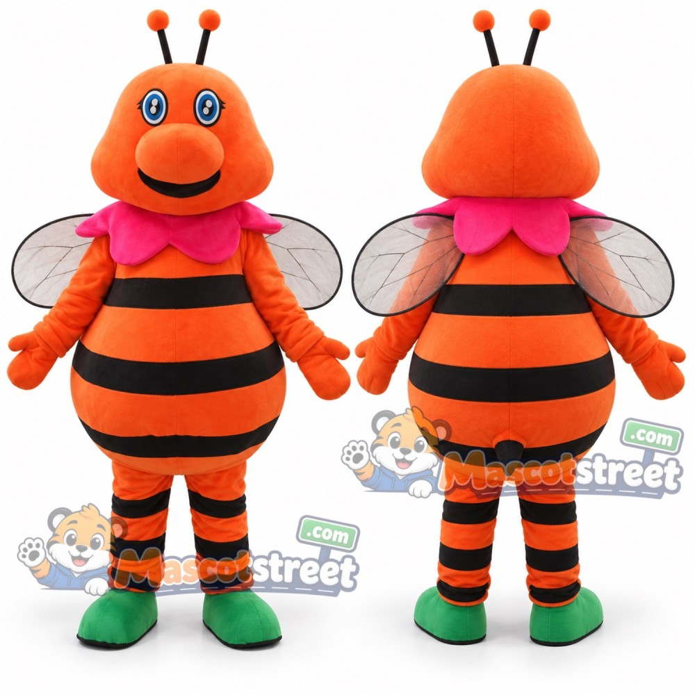 Orange Bee Mascot Costume with Pink Bow Tie Orange Bee Mascot Costume with Pink Bow Tie