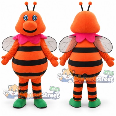 Orange Bee Mascot Costume with Pink Bow Tie Orange Bee Mascot Costume with Pink Bow Tie