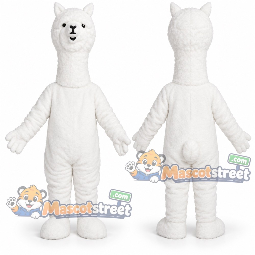 White Alpaca Mascot Costume White Alpaca Mascot Costume
