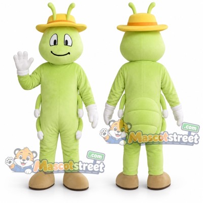 Green Ant Mascot Costume with Yellow Hat Green Ant Mascot Costume with Yellow Hat