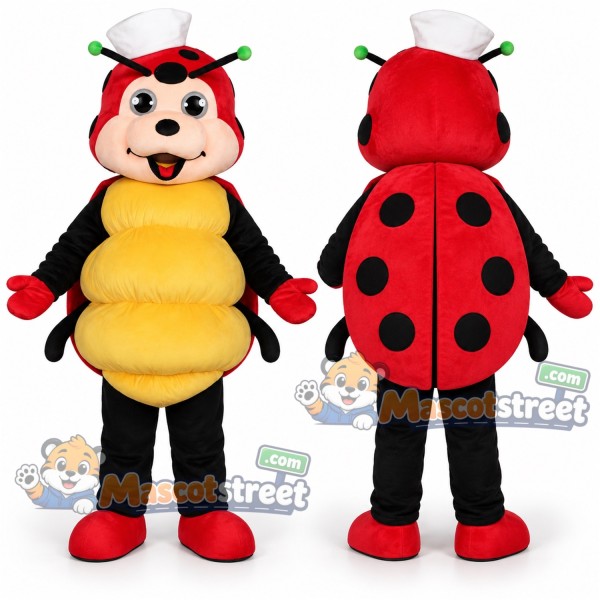 Red Ladybug Mascot Costume with Chef Hat