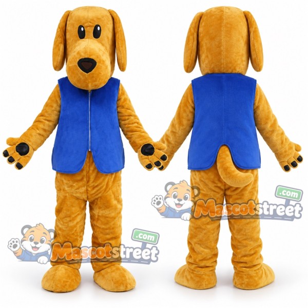 Tan Dog Mascot Costume with Blue Vest