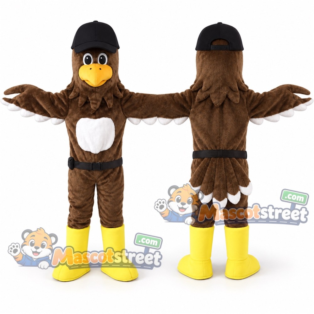 Brown Bird Mascot Costume with Black Cap