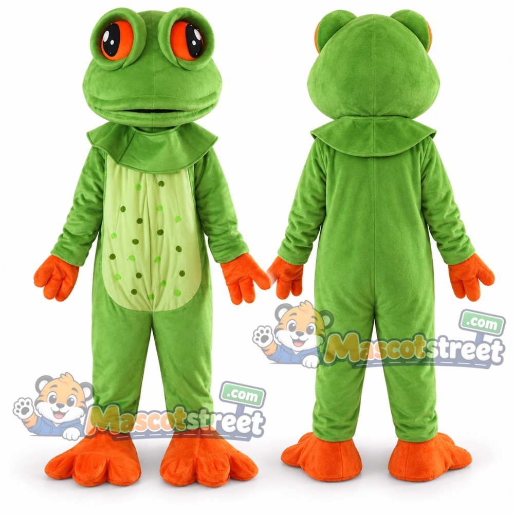 Green Frog Mascot Costume with Green Scarf Green Frog Mascot Costume with Green Scarf