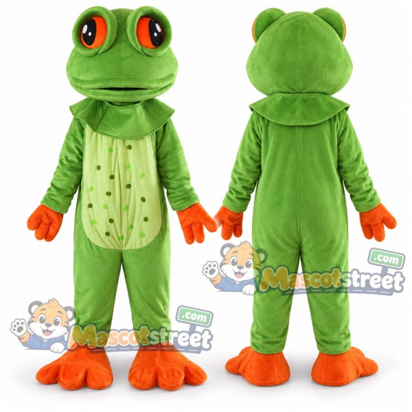 Green Frog Mascot Costume with Green Scarf