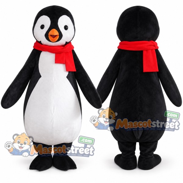 Penguin Mascot Costume with Red Scarf
