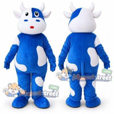 Blue and White Cow Mascot Costume Blue and White Cow Mascot Costume