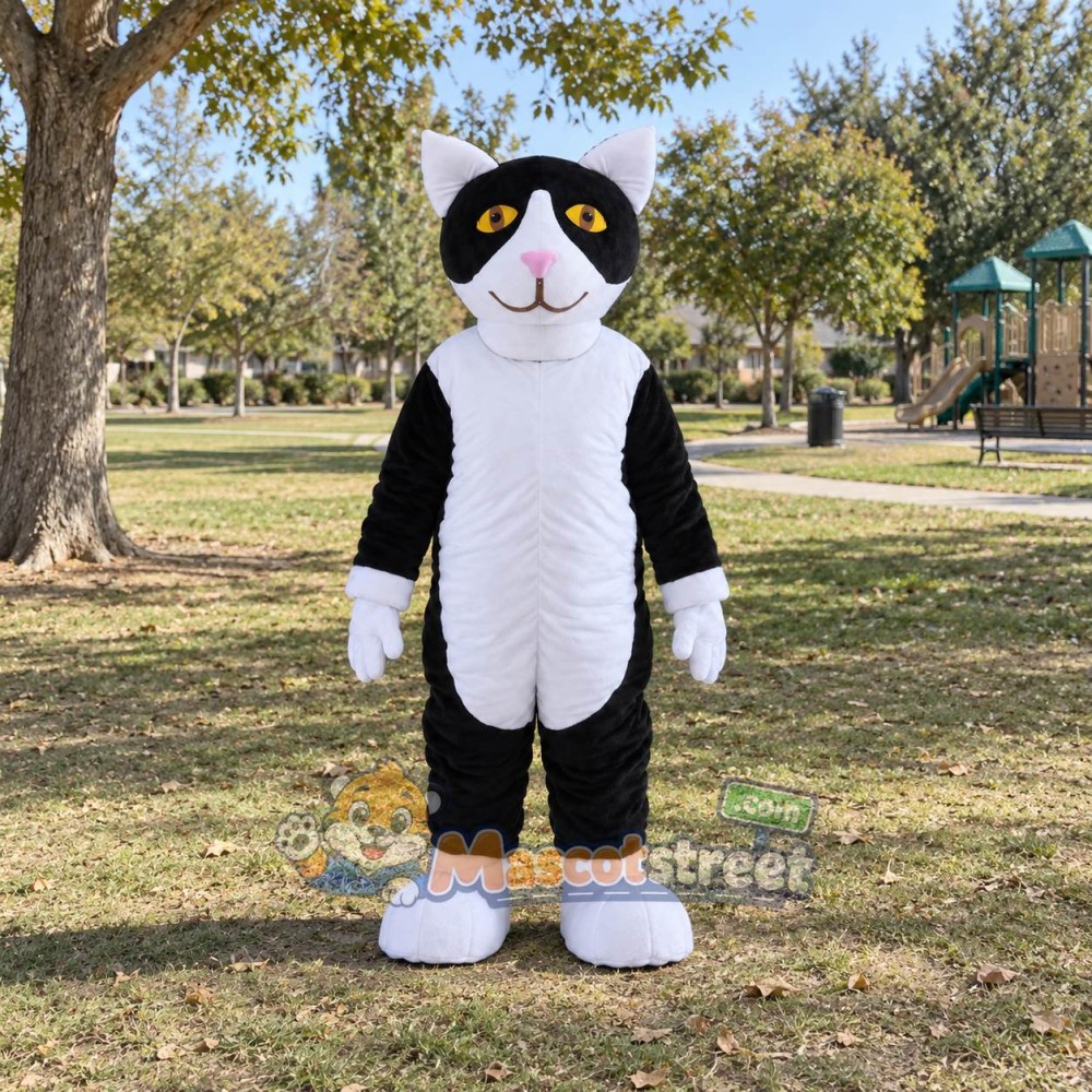 Black and White Cat Mascot Costume Black and White Cat Mascot Costume