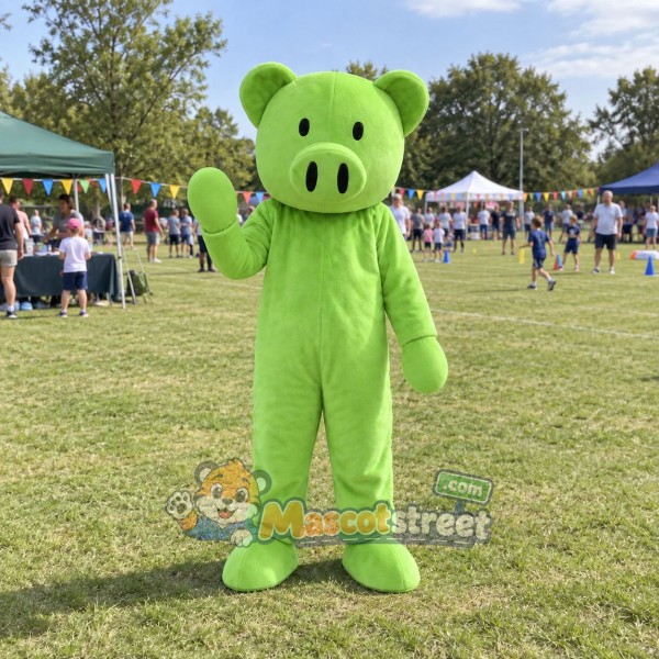 Green Pig Mascot Costume Green Pig Mascot Costume