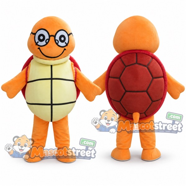 Orange Turtle Mascot Costume with Round Glasses